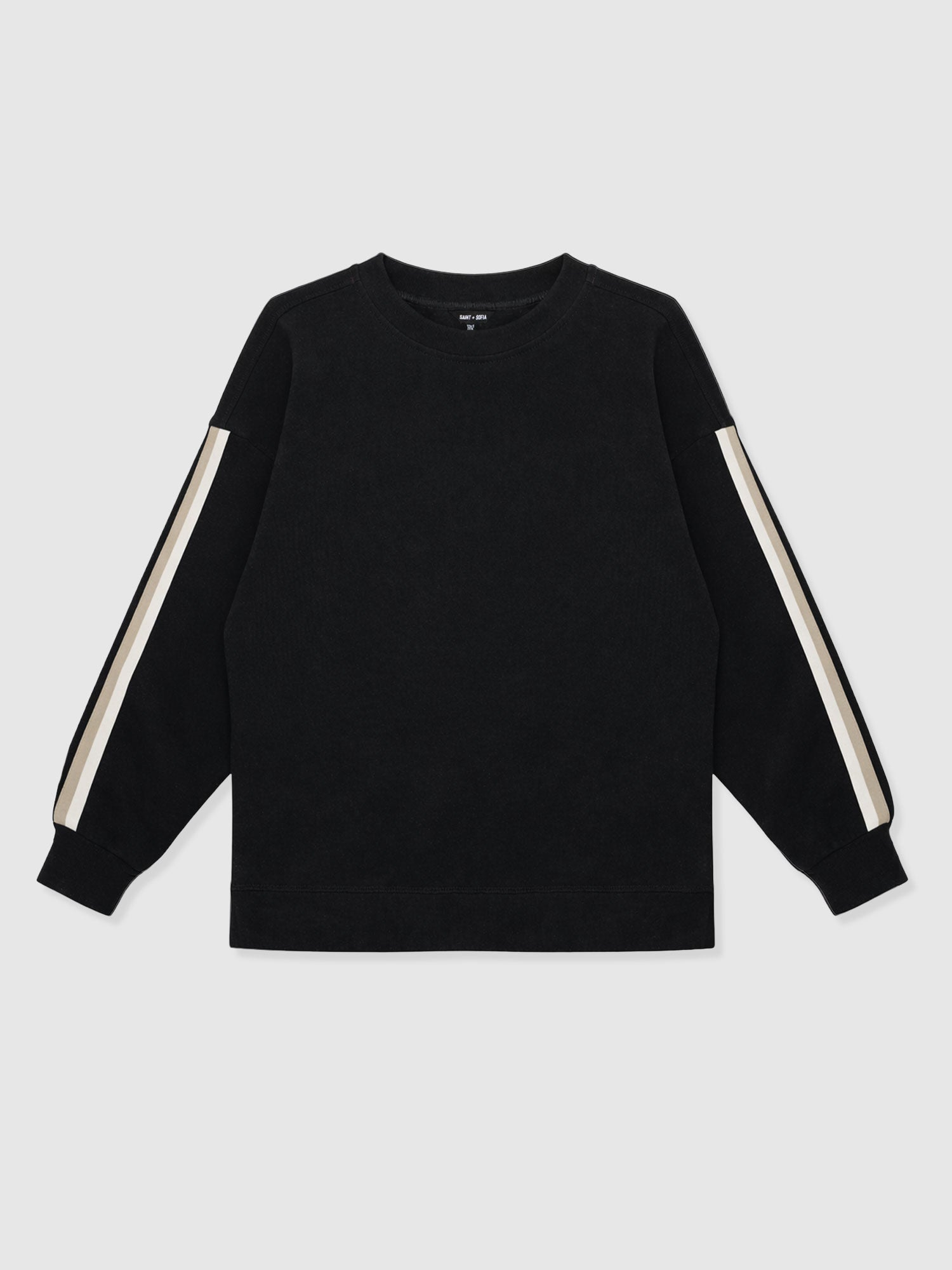 Victory Sweatshirt - Black - Cream/Beige Stripe - Women's Sweaters | Saint + Sofia® USA